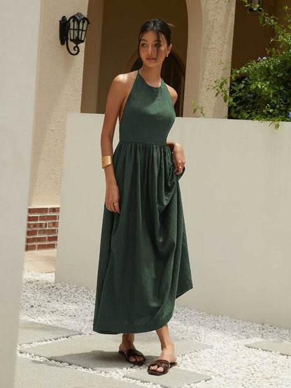 Linen & Cotton Halter Dress