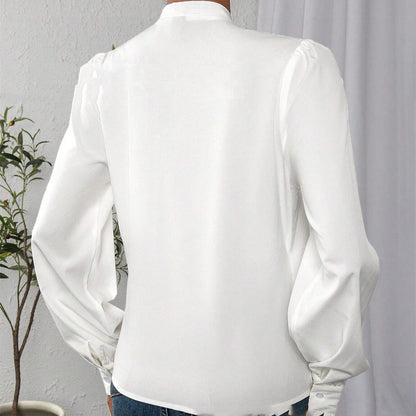 Long Sleeve V-neck White Shirt